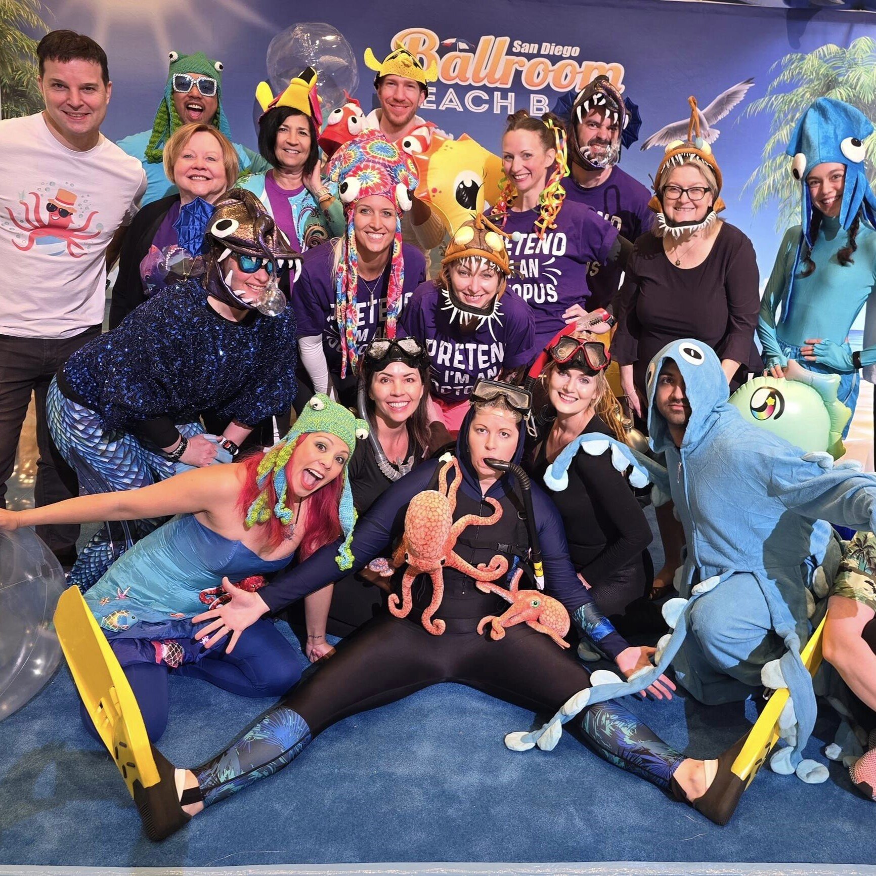 Underwater-themed group picture